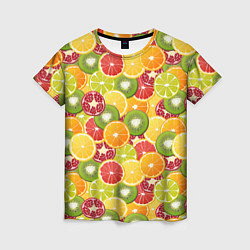 Женская футболка Фон с экзотическими фруктами