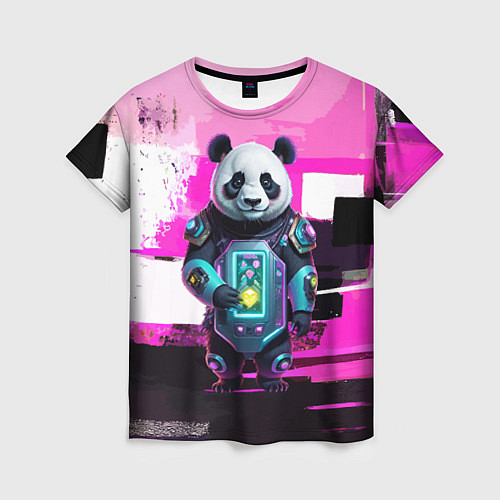 Женская футболка Funny panda - cyberpunk / 3D-принт – фото 1