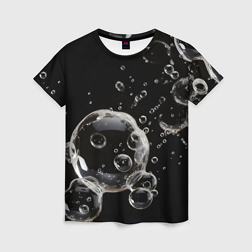 Женская футболка Пузыри на черном / 3D-принт – фото 1
