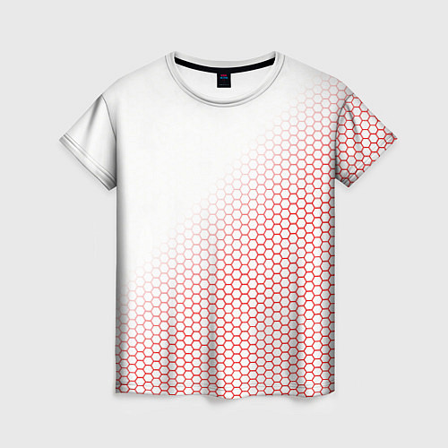 Женская футболка Красно-белый соты / 3D-принт – фото 1
