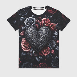 Женская футболка Витиеватое сердце с розами