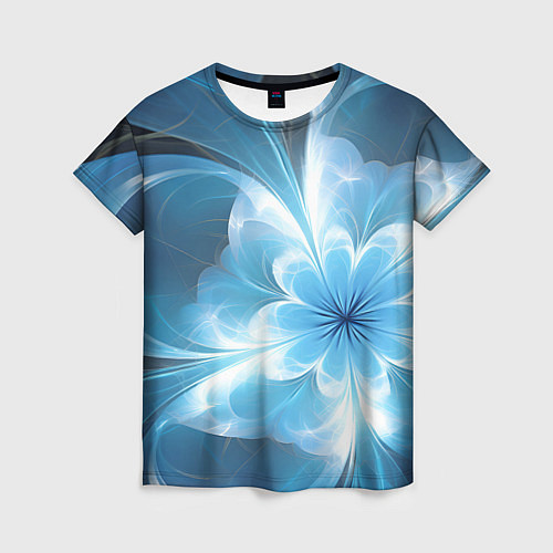 Женская футболка Голубой фрактальный цветок / 3D-принт – фото 1