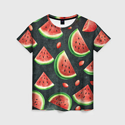 Женская футболка Паттерн красные дольки арбуза