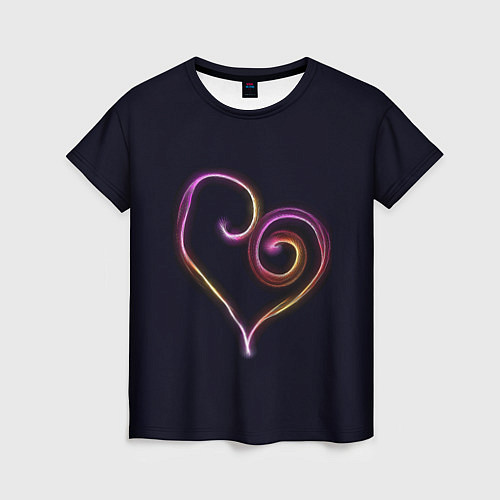Женская футболка Неоновое сердечко / 3D-принт – фото 1