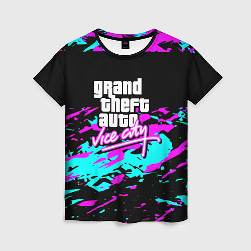 Женская футболка GTA vice city неоновые краски / 3D-принт – фото 1
