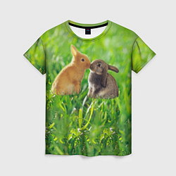 Футболка женская Кролики в траве, цвет: 3D-принт