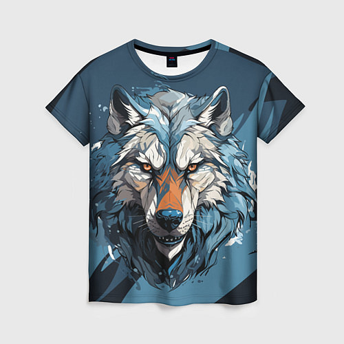 Женская футболка Красивый грозный волк / 3D-принт – фото 1