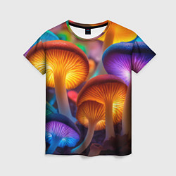Женская футболка Неоновые светящиеся грибы