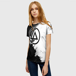 Футболка женская Linkin park - черно-белая абстракция, цвет: 3D-принт — фото 2