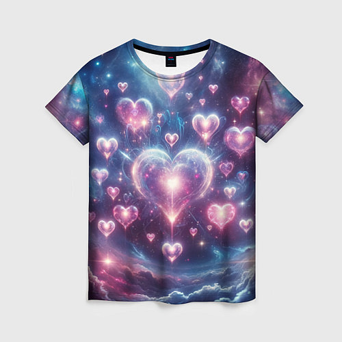 Женская футболка Космические сердца - звезды / 3D-принт – фото 1
