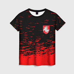 Женская футболка Герб Белоруссии краски красные