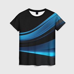 Женская футболка Черная и синяя геометрическая абстракция
