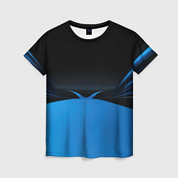 Женская футболка Геометрическая абстракция черных и синих волн