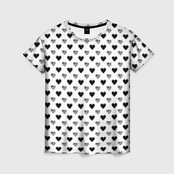 Футболка женская Черно-белые сердечки, цвет: 3D-принт