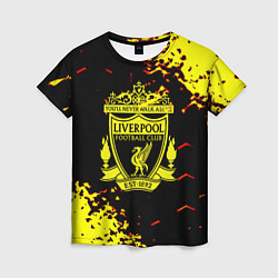Футболка женская Liverpool жёлтые краски текстура, цвет: 3D-принт