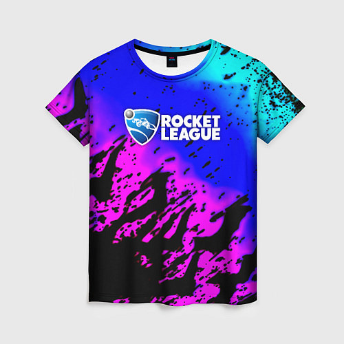 Женская футболка Rocket League neon game / 3D-принт – фото 1
