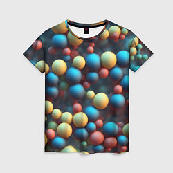 Футболка женская Разноцветные шарики молекул, цвет: 3D-принт