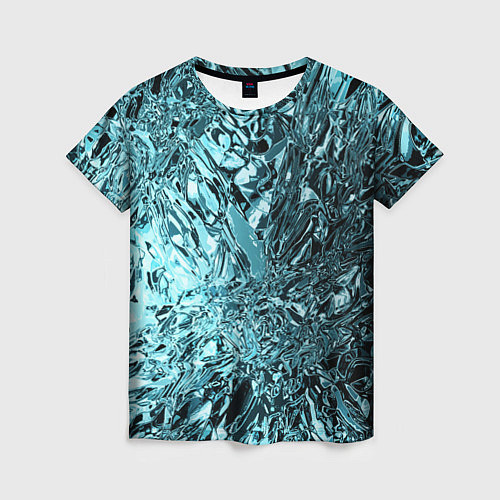 Женская футболка Эффект жидкого стекла бирюзовый / 3D-принт – фото 1