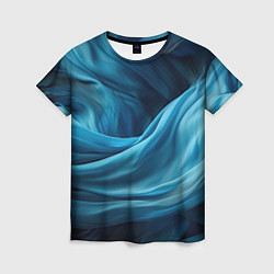 Женская футболка Синяя абстрактная волнистая ткань