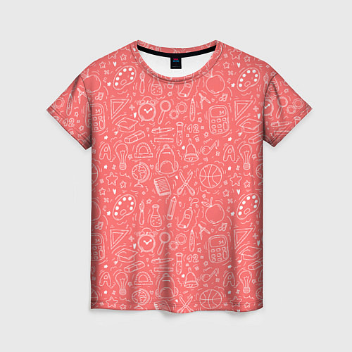 Женская футболка Школьный розовый паттерн / 3D-принт – фото 1
