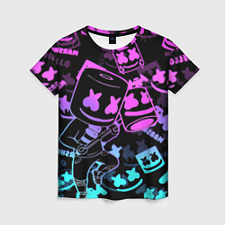 Женская футболка Marshmello neon pattern