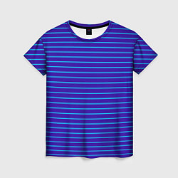 Женская футболка Неоновые линии циан на темно синем