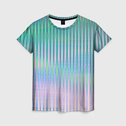 Женская футболка Голографический эффект светлых тонов полос