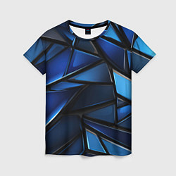 Футболка женская Синие объемные геометрические объекты, цвет: 3D-принт