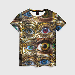 Женская футболка Металлические глаза в стиле стимпанк