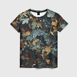 Женская футболка Реалистичный камуфляж из сухих листьев