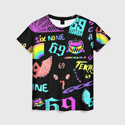 Женская футболка 6ix9ine logo rap bend
