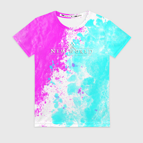Женская футболка New world неоновые краски / 3D-принт – фото 1