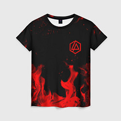 Женская футболка Linkin Park красный огонь лого