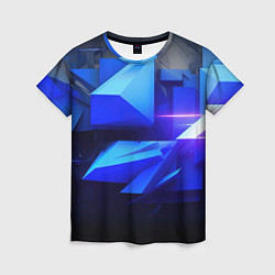 Футболка женская Black blue background abstract, цвет: 3D-принт