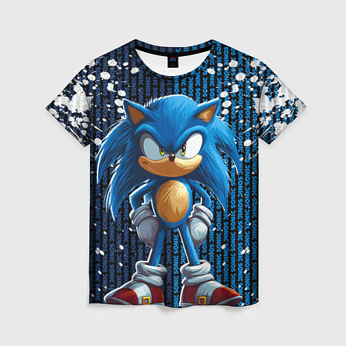 Женская футболка Sonic - splash and logo / 3D-принт – фото 1