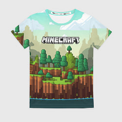 Женская футболка Minecraft logo квадратный мир