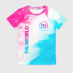 Женская футболка Palworld neon gradient style вертикально