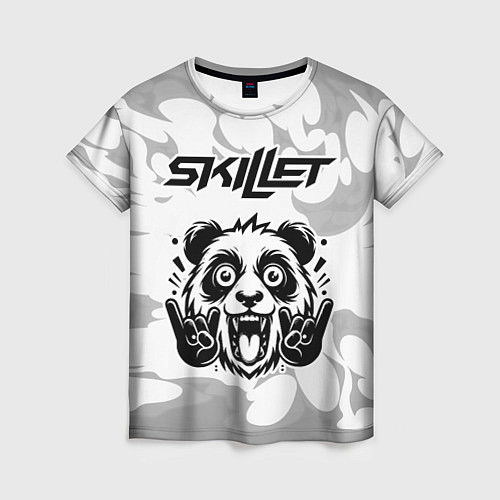 Женская футболка Skillet рок панда на светлом фоне / 3D-принт – фото 1