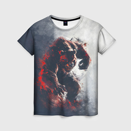 Женская футболка Angry bear / 3D-принт – фото 1