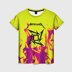 Футболка женская Металлика огненный стиль бенд, цвет: 3D-принт