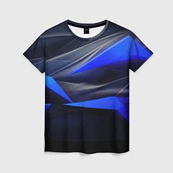 Женская футболка Black and blue abstract background sport style