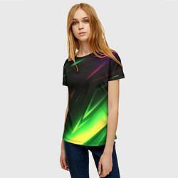Футболка женская Geometry stripes кислотный неон, цвет: 3D-принт — фото 2