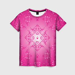 Женская футболка Узоры на розовом фоне