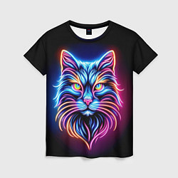 Женская футболка Суровый неоновый кот