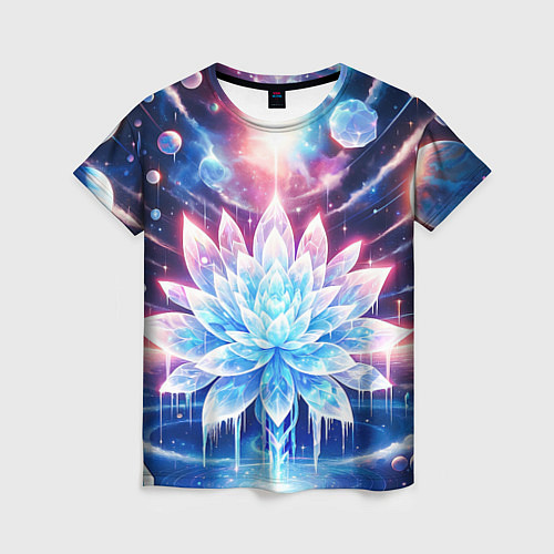 Женская футболка Космический цветок из льда - эзотерический лотос / 3D-принт – фото 1