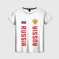Женская футболка Россия три полоски на белом фоне
