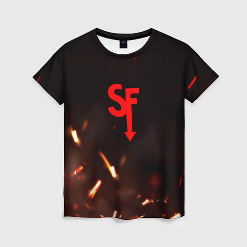 Женская футболка Sally face искры огня / 3D-принт – фото 1