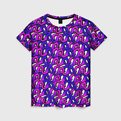 Женская футболка Фиолетовый узор и чёрная обводка