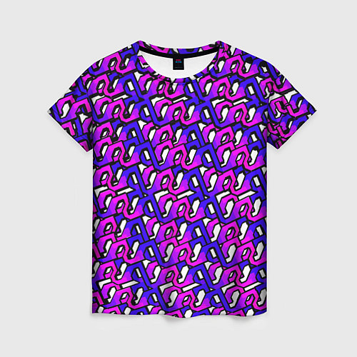 Женская футболка Фиолетовый узор и чёрная обводка / 3D-принт – фото 1