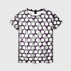 Женская футболка Киберпанк узор из шестиугольников розовый